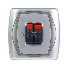 TON Gniazdo głośnikowe podwójne srebro + satyna GG-2C/18/16