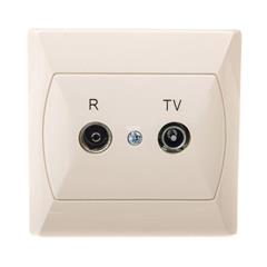 AKCENT Gniazdo antenowe podwójne RTV końcowe GAR 25-3 dB beżowe GPA-AK/01