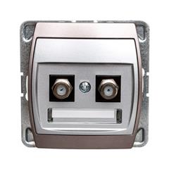 GAZELA Gniazdo antenowe podwójne SAT typu F srebrno/ tytanowe GPA-2JF/m/18/23