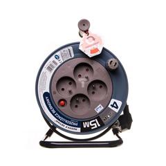 Przedłużacz bębnowy MINI 15m 4x230V /PVC 3x1mm2/ szary OR-AE-1339/G