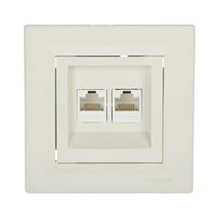 ASFORA Gniazdo komputerowe podwójne 2xRJ45 kat.5e kremowe EPH4400123