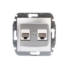 CARLA Gniazdo komputerowe podwójne 2xRJ45 cat 5e srebrne 1749-16