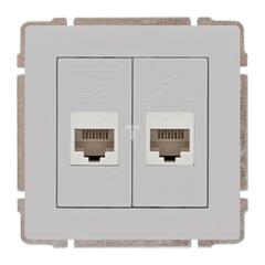 KOS66 Gniazdo komputerowe podwójne 2xRJ45 kat.5e nieekranowane z etykietą aluminium 664067