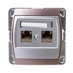 GAZELA Gniazdo komputerowe podwójne kat. 6e MMC srebro/ tytan GPK-2J/K6E/m/18/23