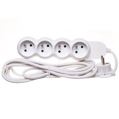 Przedłużacz z wtyczką płaską 4x2P+Z 3m biały OR-AE-1330/W/3M
