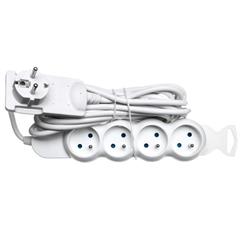 Przedłużacz z wtyczką płaską 4x2P+Z 5m biały OR-AE-1330/W/5M