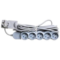 Przedłużacz z wtyczką płaską 5x2P+Z 5m szary OR-AE-1332/G/5M