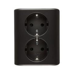 Simon 54 Gniazdo podwójne Schuko podtynkowe z przesłonami wersja skandynawska antracyt EGSZ2PZ/48 WMEW-12211N-048