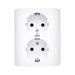 Simon 54 Gniazdo podwójne Schuko podtynkowe z przesłonami wersja skandynawska 16A 250V białe EGSZ2SPZ/11 WMEW-12211C-101