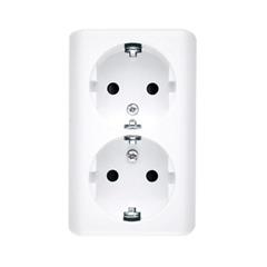 Simon 54 Gniazdo podwójne Schuko natynkowe z przesłonami wersja skandynawska białe EGSZ2SNZ/11 WMEW-22211C-101
