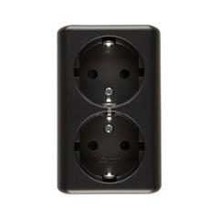 Simon 54 Gniazdo podwójne Schuko natynkowe z przesłonami wersja skandynawska antracyt EGSZ2SNZ/48 WMEW-22211C-048