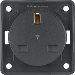 Integro Gniazdo pojedyncze z/u standard brytyjski z podwyższona ochroną styków antracyt mat mechanizm 0962622505