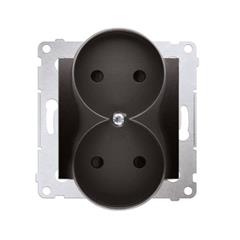 Simon 54 Nature Gniazdo podwójne b/u z przesłonami 16A, 250V antracyt (met.) DG2MZN.01/48 WMDW-0020NM-048