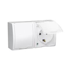 Simon Aquarius Gniazdo podwójne z/u SCHUKO bryzgoszczelne IP54 z przesłonami białe AQGSZ1-2Z/11 WMQW-32211x-1011