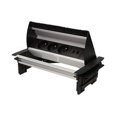 Gniazdo wpuszczane w blat 3x250V AC ze szczotką przeciwkurzową, ładowarką 2xUSB i przewodem 1,8m OR-AE-1362