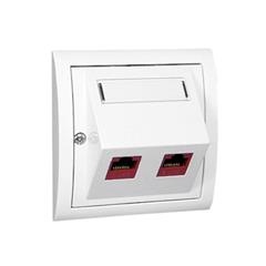 Simon Classic Gniazdo komputerowe podwójne RJ45 skośne z polem opisowym kat. 5e białe M52S/11 WMCK-1521x2-1013