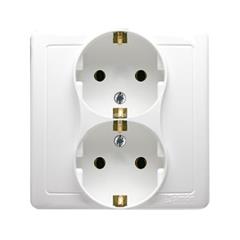 Simon Basic Gniazdo podwójne z/u SCHUKO białe BGSZ2/11 WMBW-12210x-1013