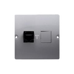 Simon Basic Gniazdo telefoniczne pojedyncze RJ12 stal inox BMT1.02/21 WMUT-0010x2-J011