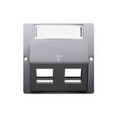 Simon Basic Pokrywa gniazd teleinformatycznych na Keystone skośna stal inox BMGKS2P/21 WMUK-P2x2xx-J013