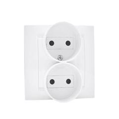 Simon 15 Gniazdo podwójne b/u z przesłonami białe kompletne 1591452-030 WS15-1591452-030