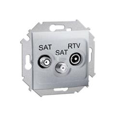 Simon 15 Gniazdo antenowe SAT/SAT/RTV końcowe aluminium metalizowane 1591038-026 WS15-1591038-026