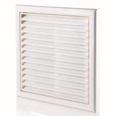 Kratka wentylacyjna regulowana 154x154 mm z siatkĄ i konierzem okrĄgym 100mm biaa MW100ARK