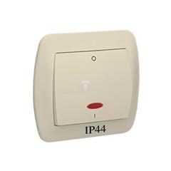 Simon Akord Łącznik dwubiegunowy bryzgoszczelny IP44 z podświetleniem beż AW2BL/12 WMAL-321xxx-9012