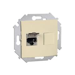 Simon 15 Gniazdo komputerowe pojedyncze RJ45 ekranowane kat. 5e z przesłoną przeciwkurzową  beż 1591553-031 WS15-1591553-031