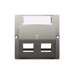 Simon Basic Pokrywa gniazd teleinformatycznych na wkłady RJ typu: Panduit skośna podwójna z polem opisowym satynowy BMGPS2P.02/2