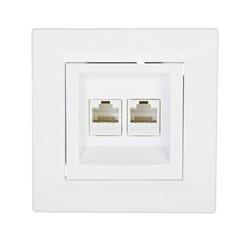 ASFORA Gniazdo komputerowe podwójne 2xRJ45 kat.6 białe EPH4800121