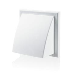 Wylot ścienny z zaworem zwrotnym i okapem 154x154mm fi 100mm biały MW102AZPK