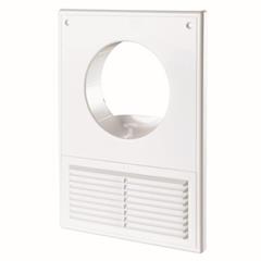 Kratka wentylacyjna z siatką 250x180mm i wejściem okrągłym fi 100mm biała MW100AKU