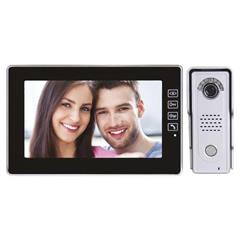 Zestaw wideodomofon głośnomówiący kolorowy 7calowy wyświetlacz LCD z pamięcią zasilanie 15V DC czarny + kamer H1018