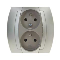 GAZELA Gniazdo podwójne z/u 16A IP20 z niezamiennoscią faz satynowe GP-2JC/16/16