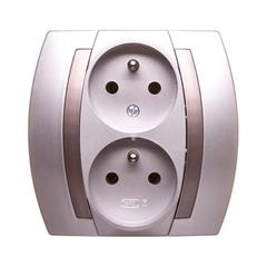 GAZELA Gniazdo podwójne z/u 16A IP20 z niezamiennoscią faz srebro/ tytan GP-2JC/18/23