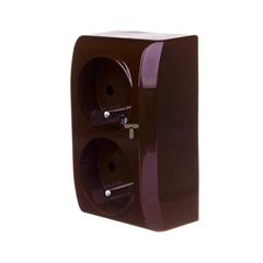 BIS Gniazdo podwójne z/u 16A IP20 z niezamienności faz brązowe GN-2BC/24