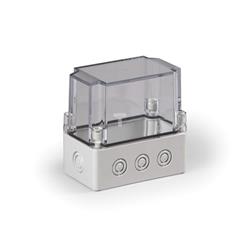 Obudowa Cubo S 75x125x125mm podstawa 50mm przetłoczenia metryczne pokrywa przezroczysta IP67 PC SPCM081313T