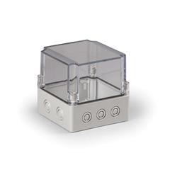 Obudowa Cubo S 125x125x125mm podstawa 50mm przetłoczenia metryczne pokrywa przezroczysta IP67 PC SPCM131313T