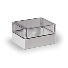 Obudowa Cubo S 125x175x100mm podstawa 50mm boki gładkie szare pokrywa przezroczysta IP67 PC SPCP131810T