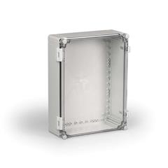 Obudowa naścienna Cubo W 300x400x132mm z zawiasami i zatrzaskami pokrywa przezroczysta IP67 PC WPCP304013T