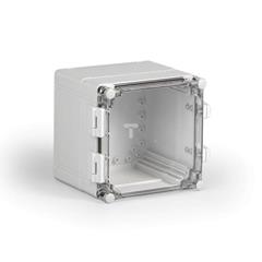 Obudowa naścienna Cubo W 200x200x185mm z zawiasami i zatrzaskami pokrywa przezroczysta IP67 PC WPCP202018T