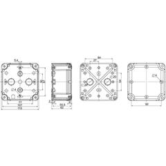 Skrzynka poliwęglanowa IP66 IK08 RAL7035, 105x105x55, zewn. wym.116x116x62, NSYTBP11116
