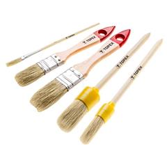 Zestaw pędzli, dwa pędzle płaskie roziar 1 ,1.5"" , dwa pędzle owalne nr 2 i 4,  jeden pędzel mini, uniwersalne 20B816""