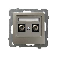 AS Gniazdo antenowe podwójne typu F satyna light GPA-2GF/m/45