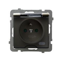 AS Gniazdo bryzgoszczelne z/u IP-44 z przesłonami wieczko przezroczyste satyna light GPH-1GZP/m/45/d