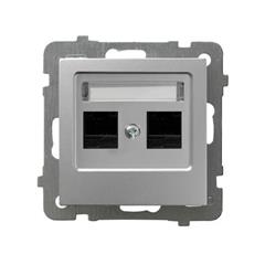 AS Gniazdo komputerowe podwójne, kat. 5e MMC srebro GPK-2G/K/m/18