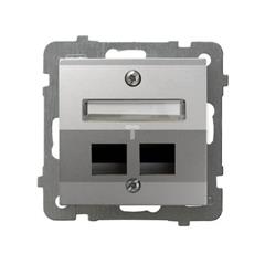 AS Obudowa gniazda podwójnego skośna srebro GPK-2GS/p/18