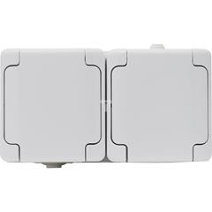 BRYZA Gniazdo hermetyczne podwójne z/u 16A IP44 z klapką pełną białe 180436