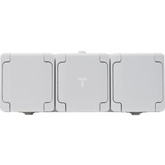 BRYZA Gniazdo potrójne z/u 16A 250V IP44 białe z klapką białą 180440