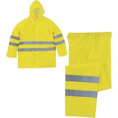 Komplet przeciwdeszczowy ostrzegawczy bluza + spodnie z poliestru powlekanego PU/PVC kolor żółty fluo rozmiarXL CORP EN604V2JAXG